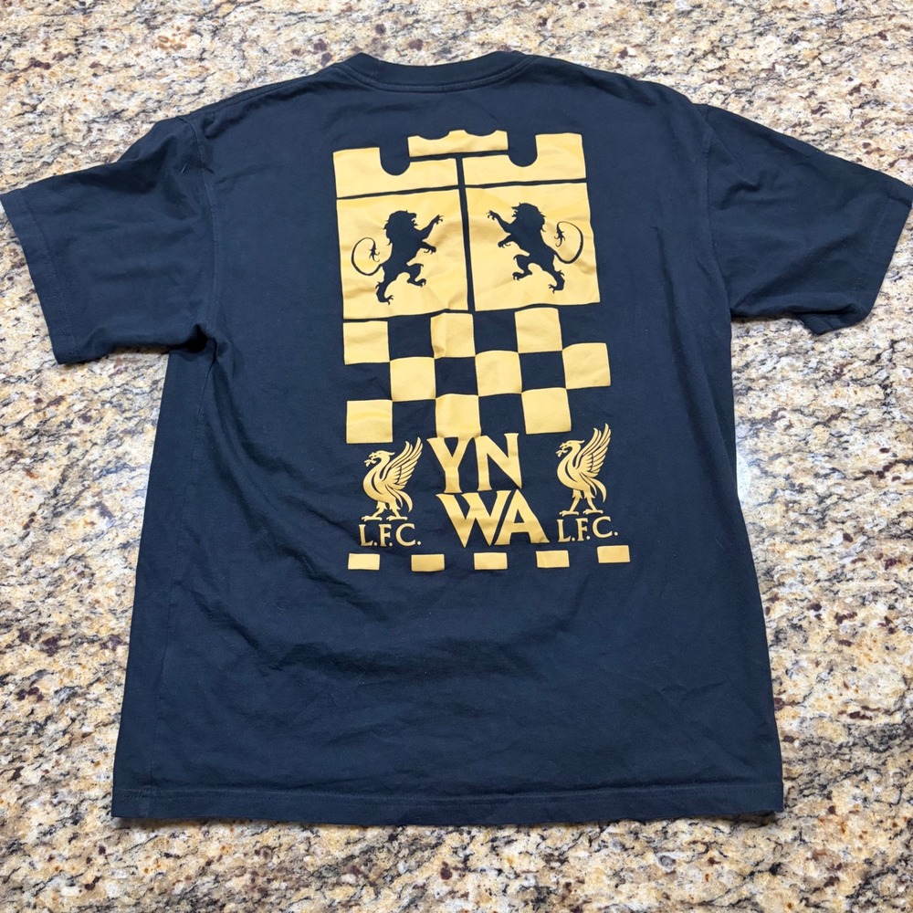 Nike Liverpool FC x LeBron James YNWA T-Shirt Mens Small Black Gold Loose Fit ws